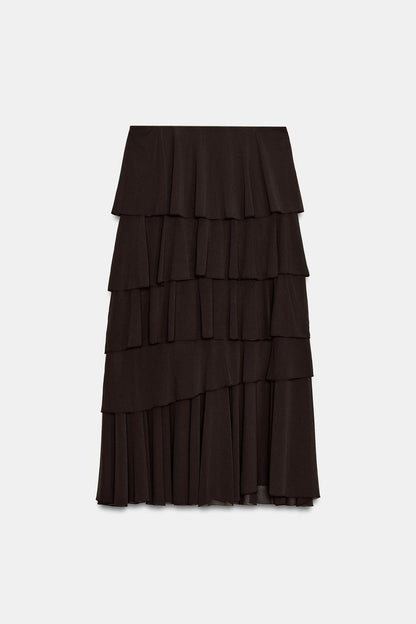 Jupe midi à volants