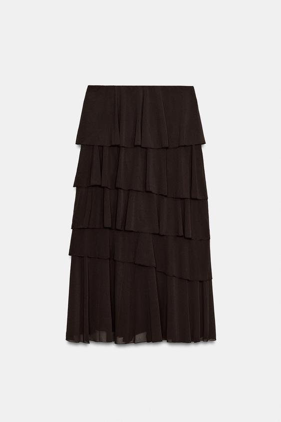 Jupe midi à volants