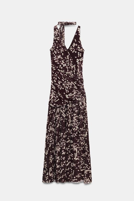 Robe longue en tulle à pois