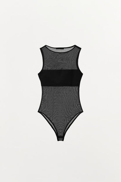 Body contrasté en tulle