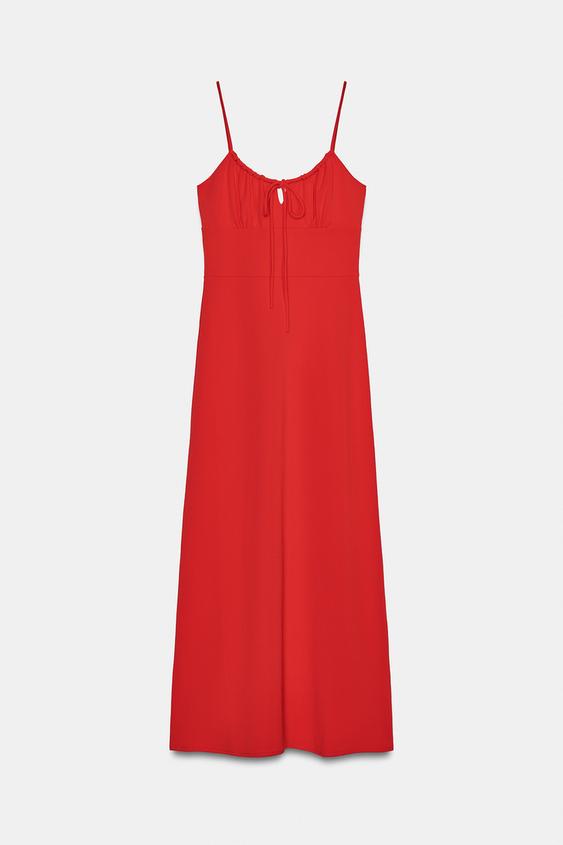 Robe midi fluide à bretelles