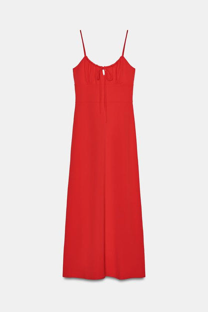 Robe midi fluide à bretelles