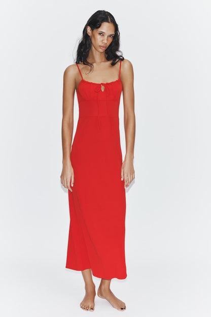 Robe midi fluide à bretelles