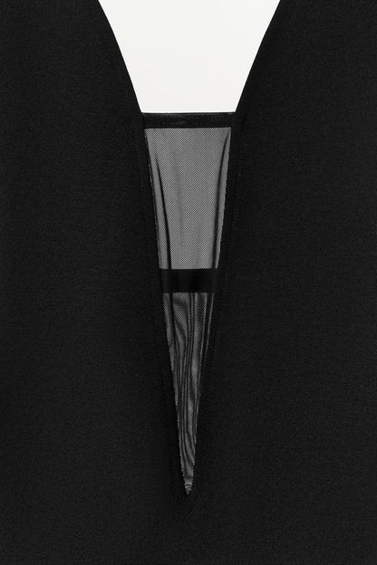 Body contrasté en tulle à bretelles