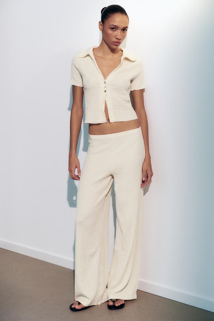 Pantalon droit texturé