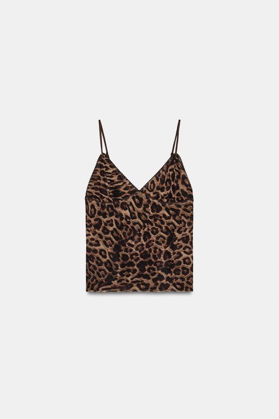 Top en tulle imprimé animalier