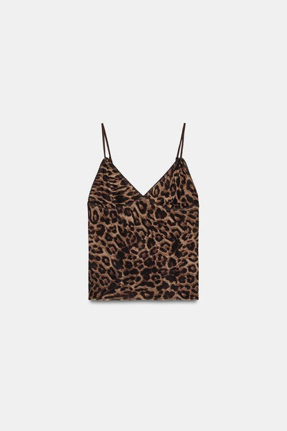 Top en tulle imprimé animalier