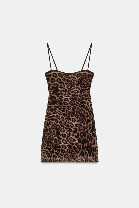 Robe corset en tulle imprimé animalier