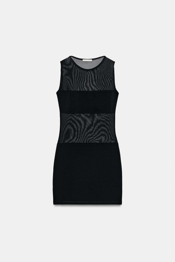 Robe mini contrastée en tulle