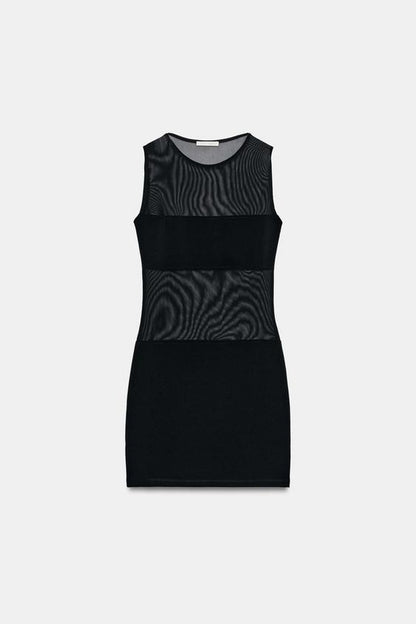 Robe mini contrastée en tulle