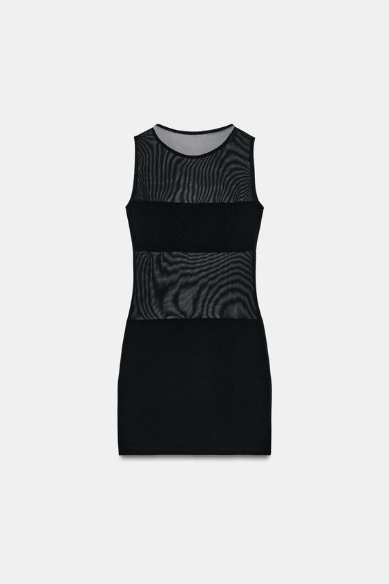 Robe mini contrastée en tulle