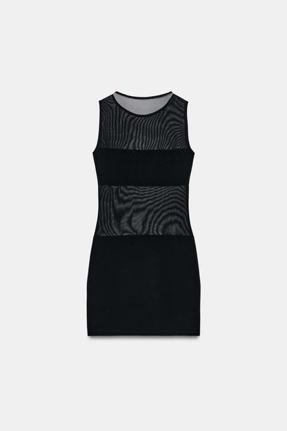 Robe mini contrastée en tulle
