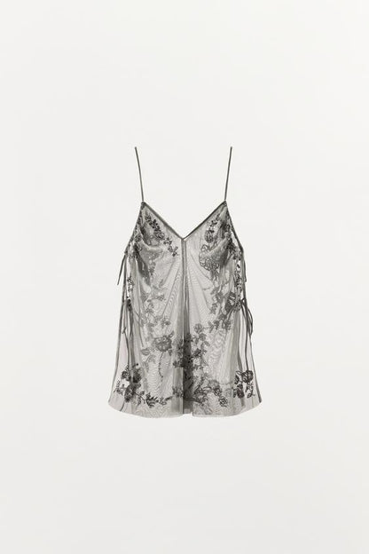 Top brodé à sequins