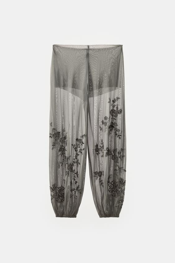 Pantalon bouffant brodé