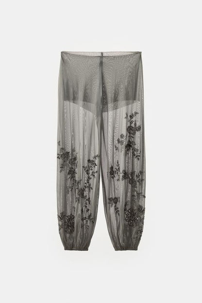 Pantalon bouffant brodé