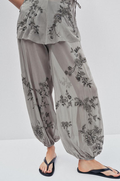 Pantalon bouffant brodé