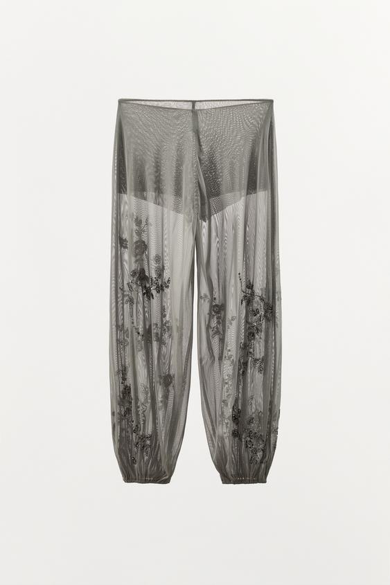 Pantalon bouffant brodé