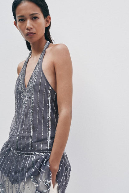 Robe mini dos-nu brillante