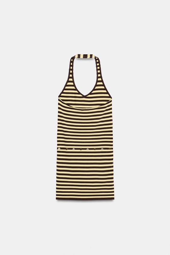 Robe dos-nu à rayures avec ceinture