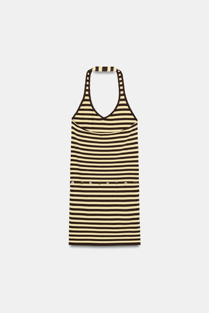 Robe dos-nu à rayures avec ceinture