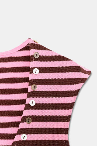 Top rayé à boutons