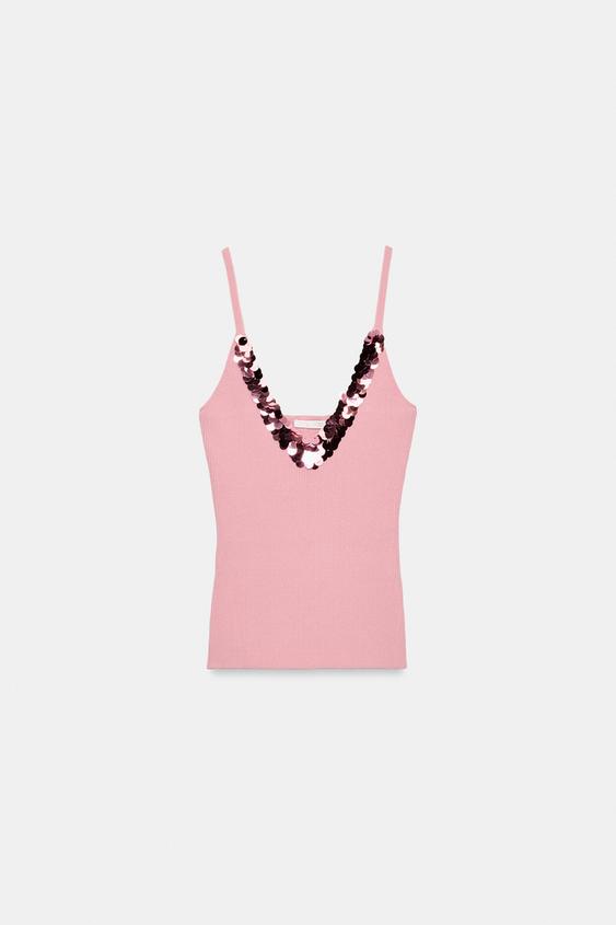 Top à bretelles et sequins