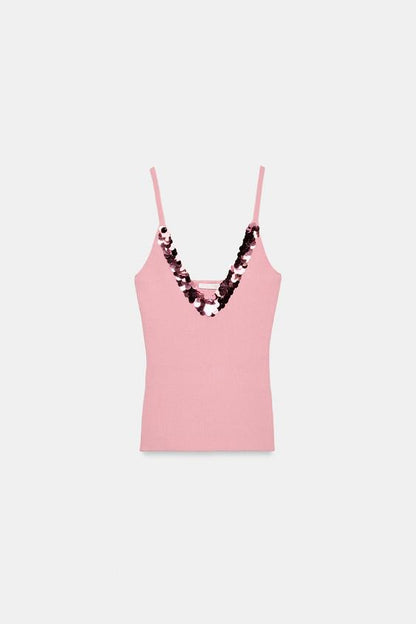 Top à bretelles et sequins