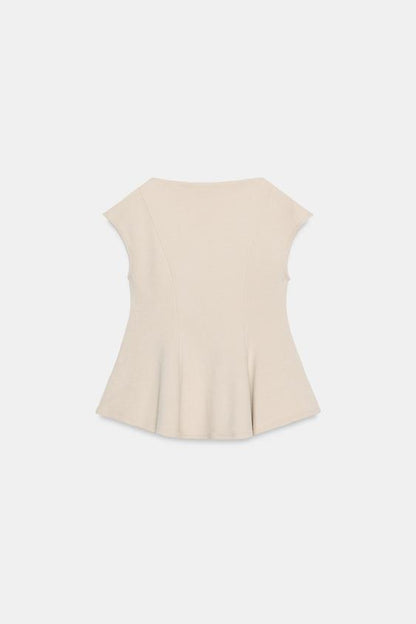Top peplum piqué à manches courtes