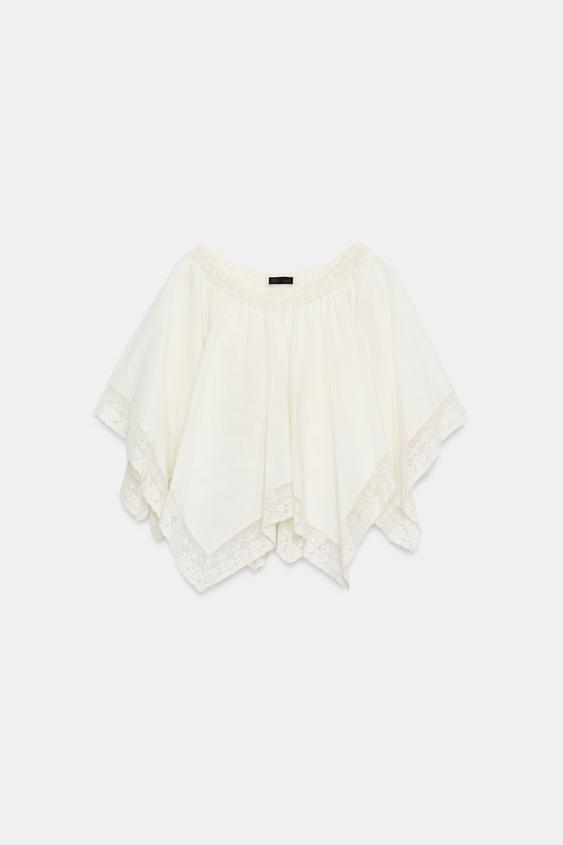 Top effet cape en dentelle