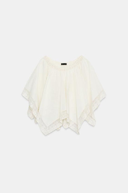 Top effet cape en dentelle