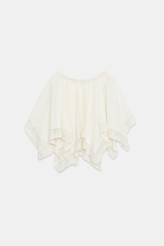 Top effet cape en dentelle
