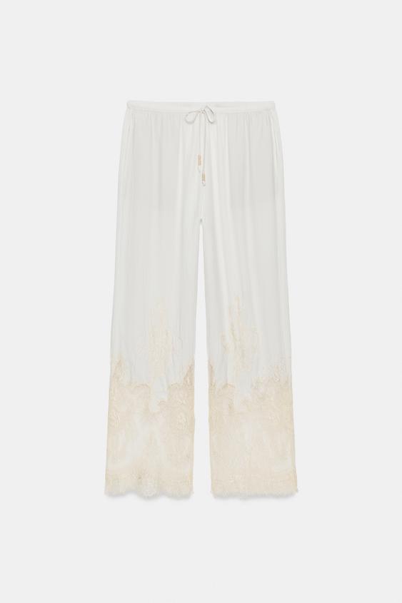 Pantalon style pyjama en dentelle ZW Collection