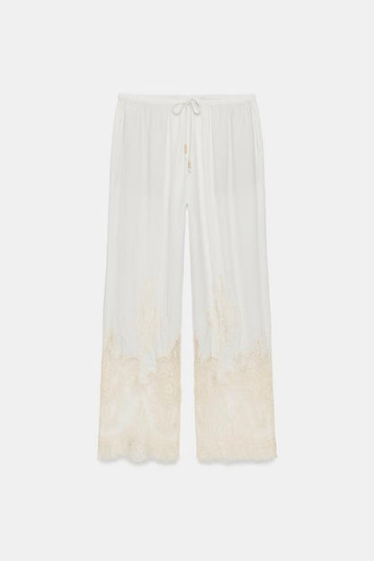 Pantalon style pyjama en dentelle ZW Collection