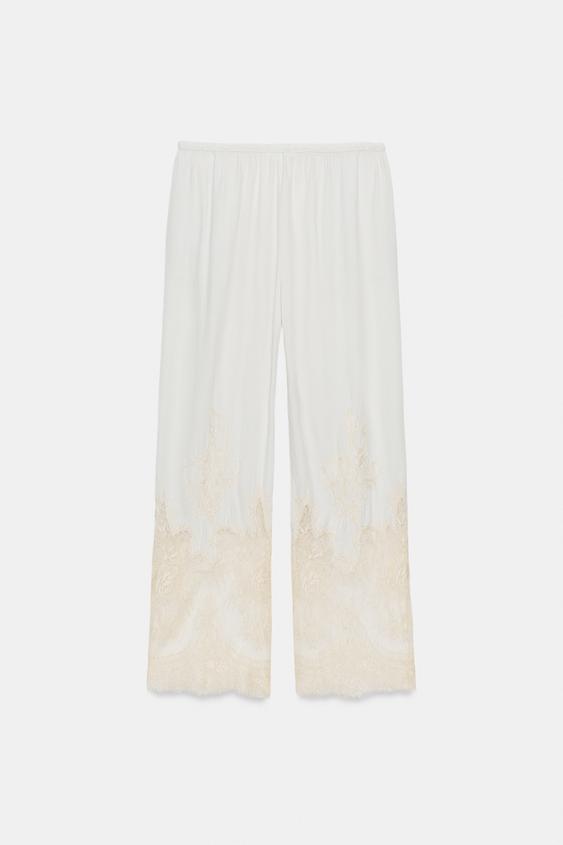 Pantalon style pyjama en dentelle ZW Collection