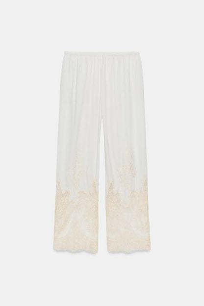 Pantalon style pyjama en dentelle ZW Collection