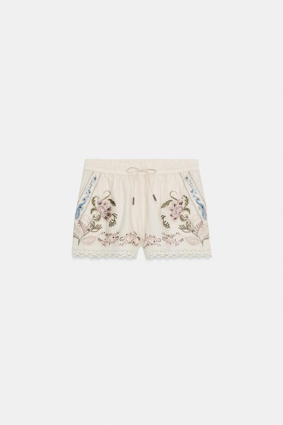 Short brodé en lin ZW Collection