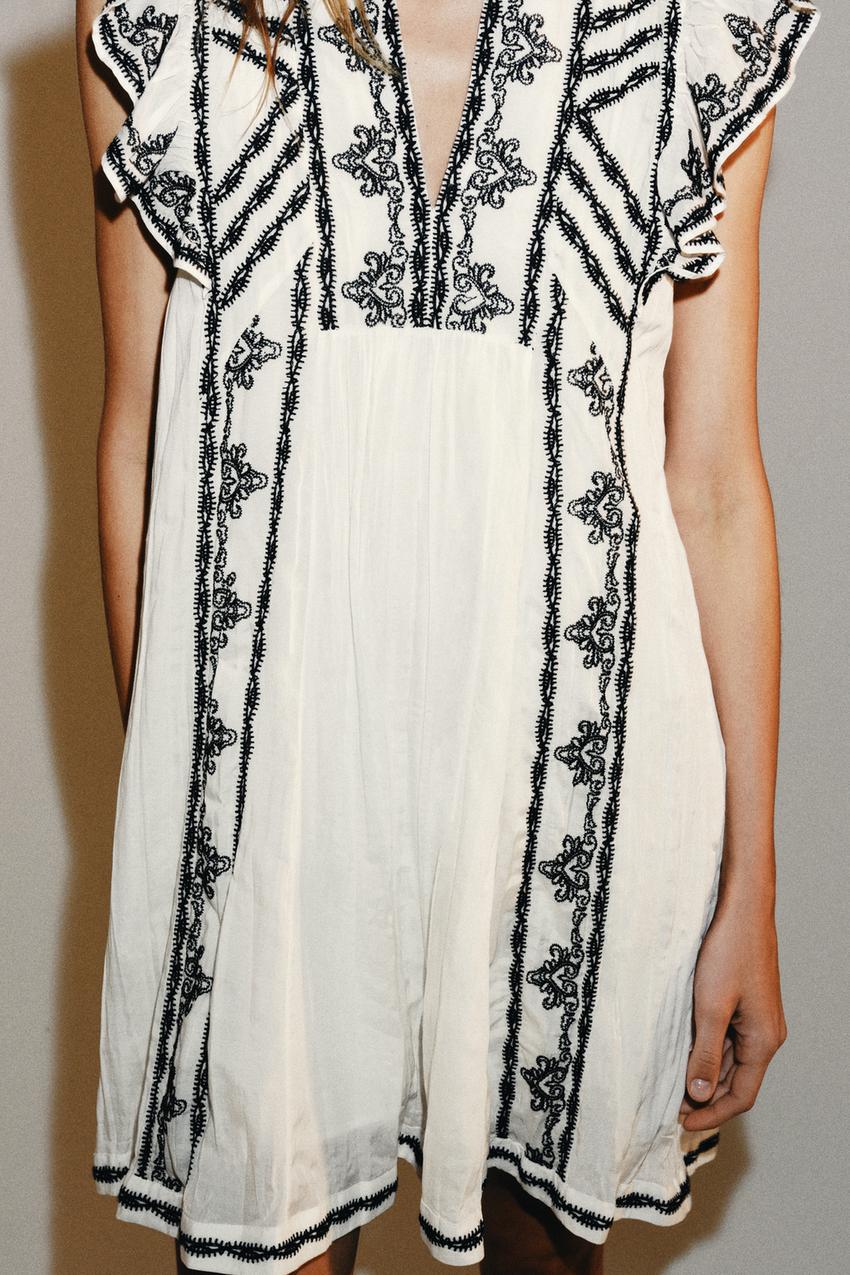 Robe brodée contrastée ZW Collection