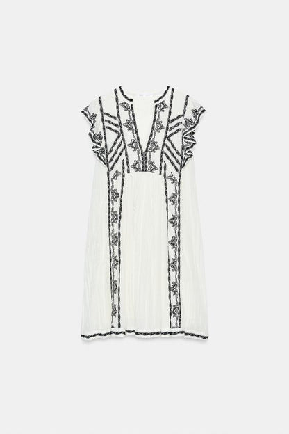 Robe brodée contrastée ZW Collection