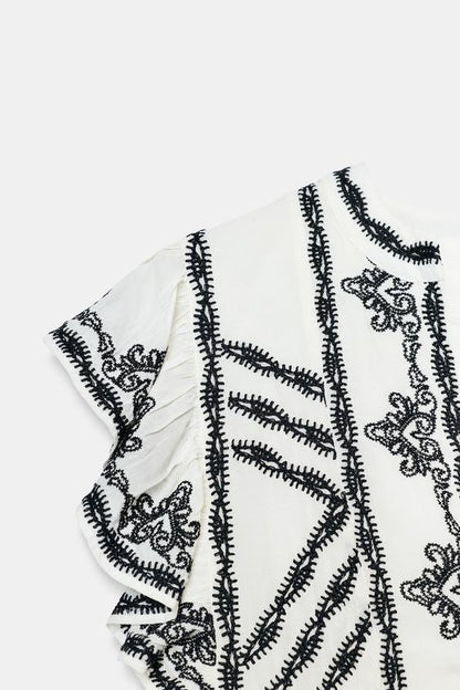 Robe brodée contrastée ZW Collection