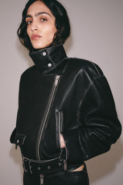 Veste biker en cuir ZW Collection Édition limitée