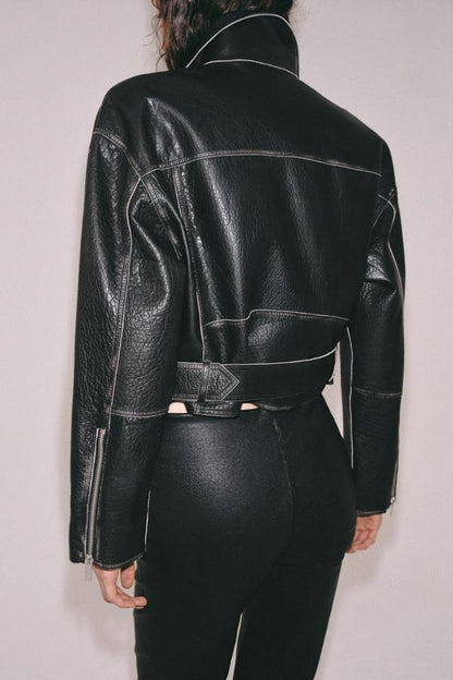 Veste biker en cuir ZW Collection Édition limitée