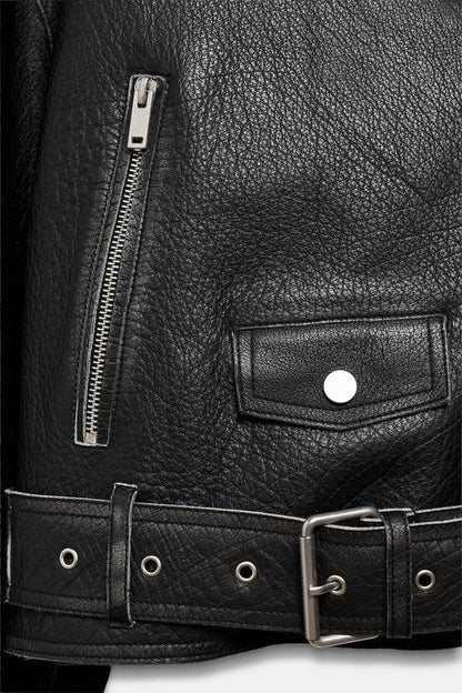 Veste biker en cuir ZW Collection Édition limitée