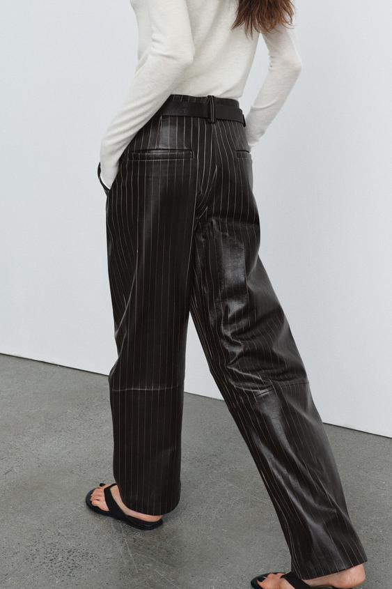 Pantalon en cuir à rayures ZW Collection Édition limitée