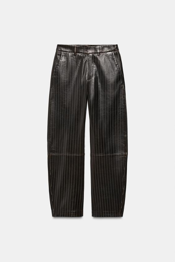 Pantalon en cuir à rayures ZW Collection Édition limitée