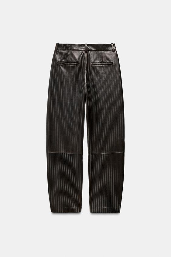 Pantalon en cuir à rayures ZW Collection Édition limitée