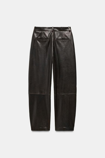 Pantalon en cuir à rayures ZW Collection Édition limitée