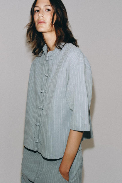 Veste en denim à brandebourgs ZW Collection