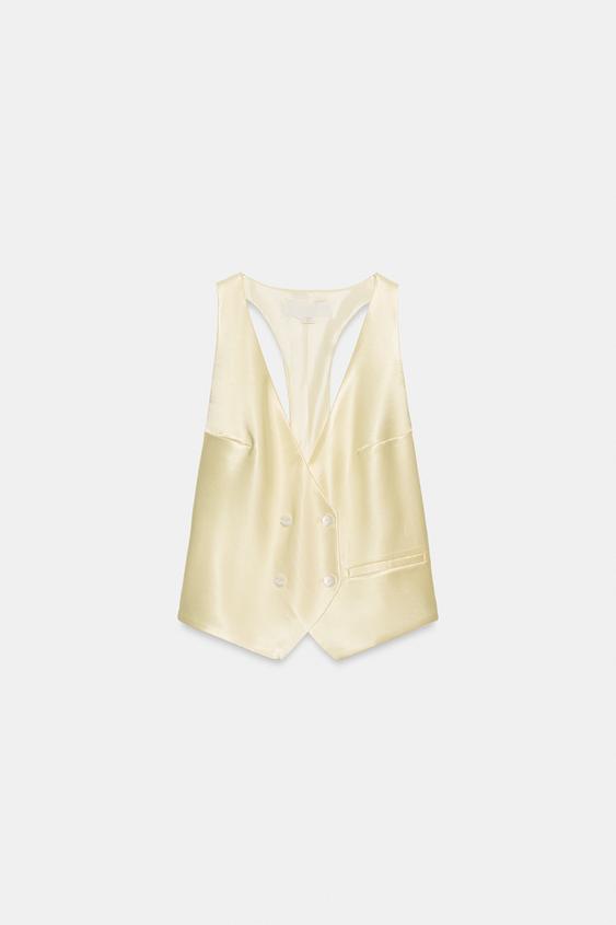 Gilet satiné à double boutonnage