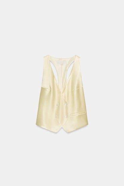 Gilet satiné à double boutonnage