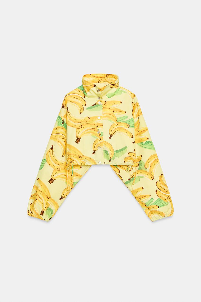 Veste courte à imprimé fruits